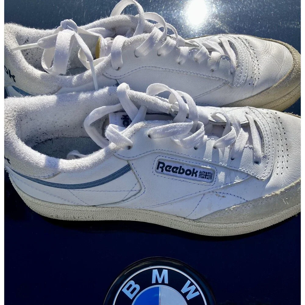 Reebok White Leather Shoes Mens 8.5 Classic Lace Up Low Top Casual Sneakers